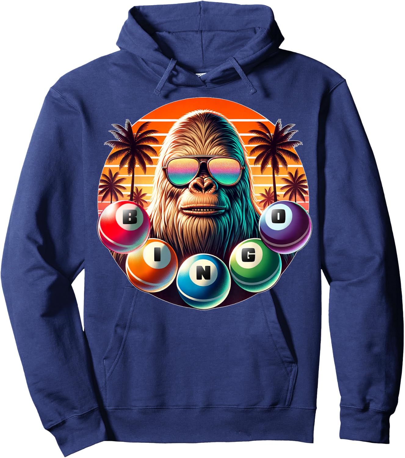 Funny Bingo Shirts Bingo Player Caller Bigfoot Hoodie - Hoodie | Navy