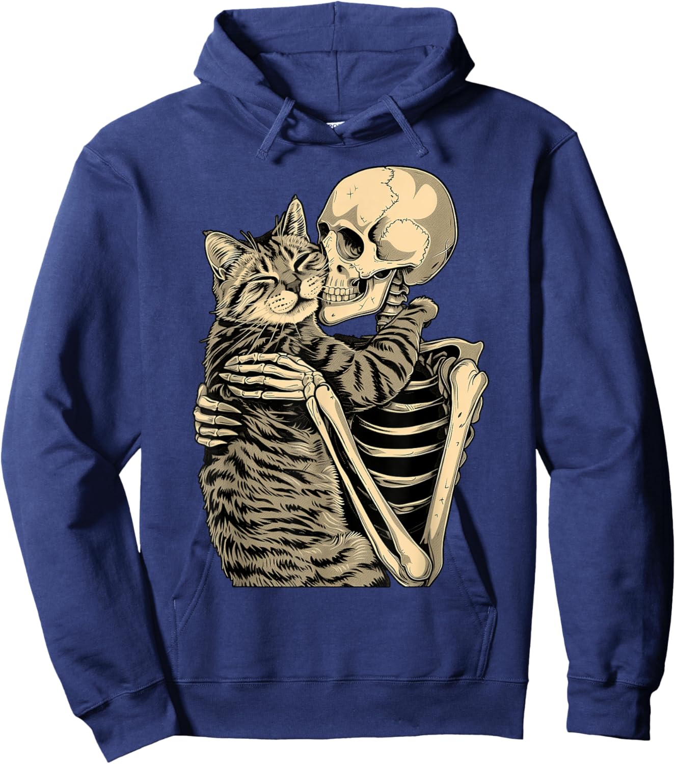 Skeleton Hugging Cat Halloween for Cat Lovers Hoodie - Hoodie | Navy