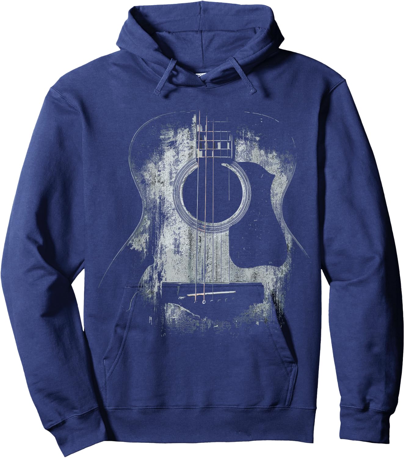 Distressed Acoustic Guitar Player Rock & Roll Hoodie - Hoodie | Navy