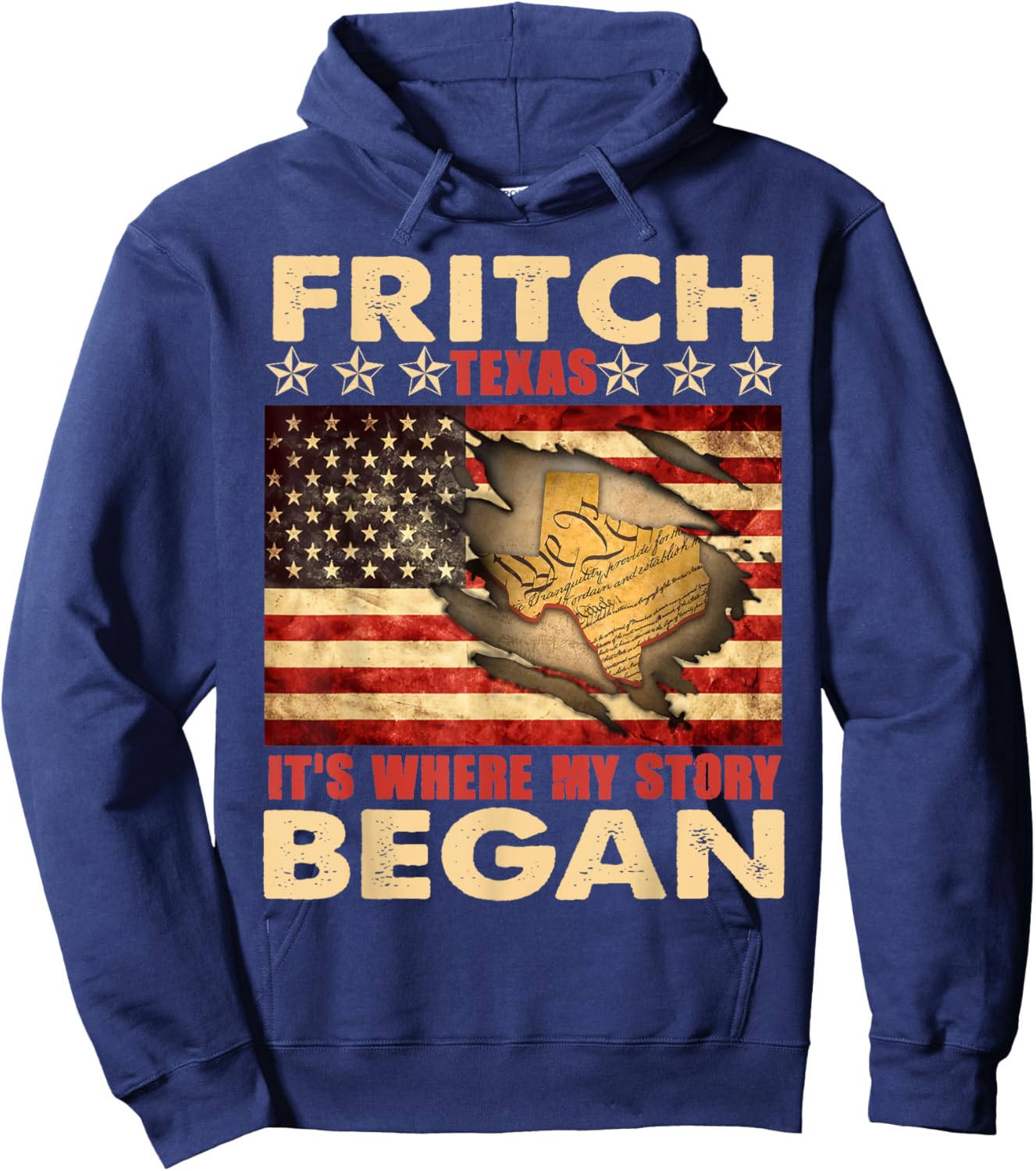 Fritch Texas USA Flag 4th Of July Hoodie - Hoodie | Navy