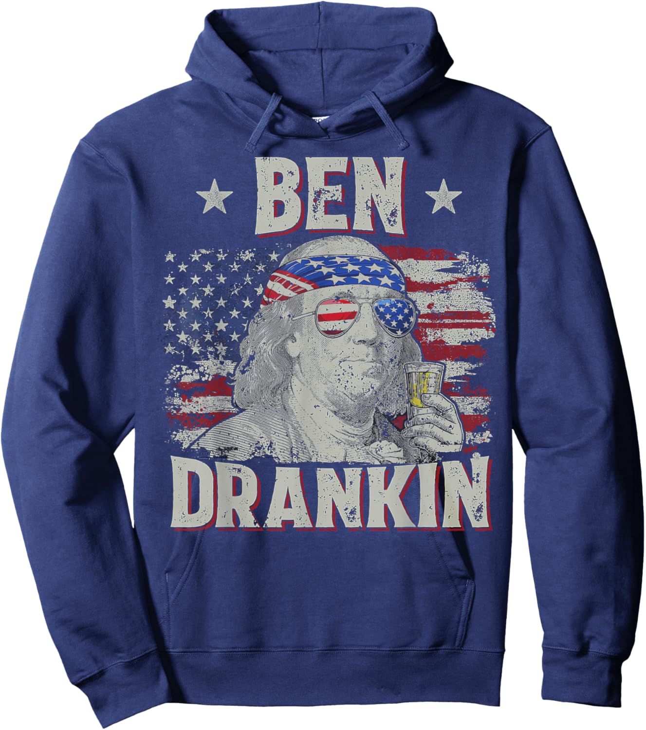 Ben Funny Drankin 4th Of July USA Flag Drinking Hoodie - Hoodie | Navy