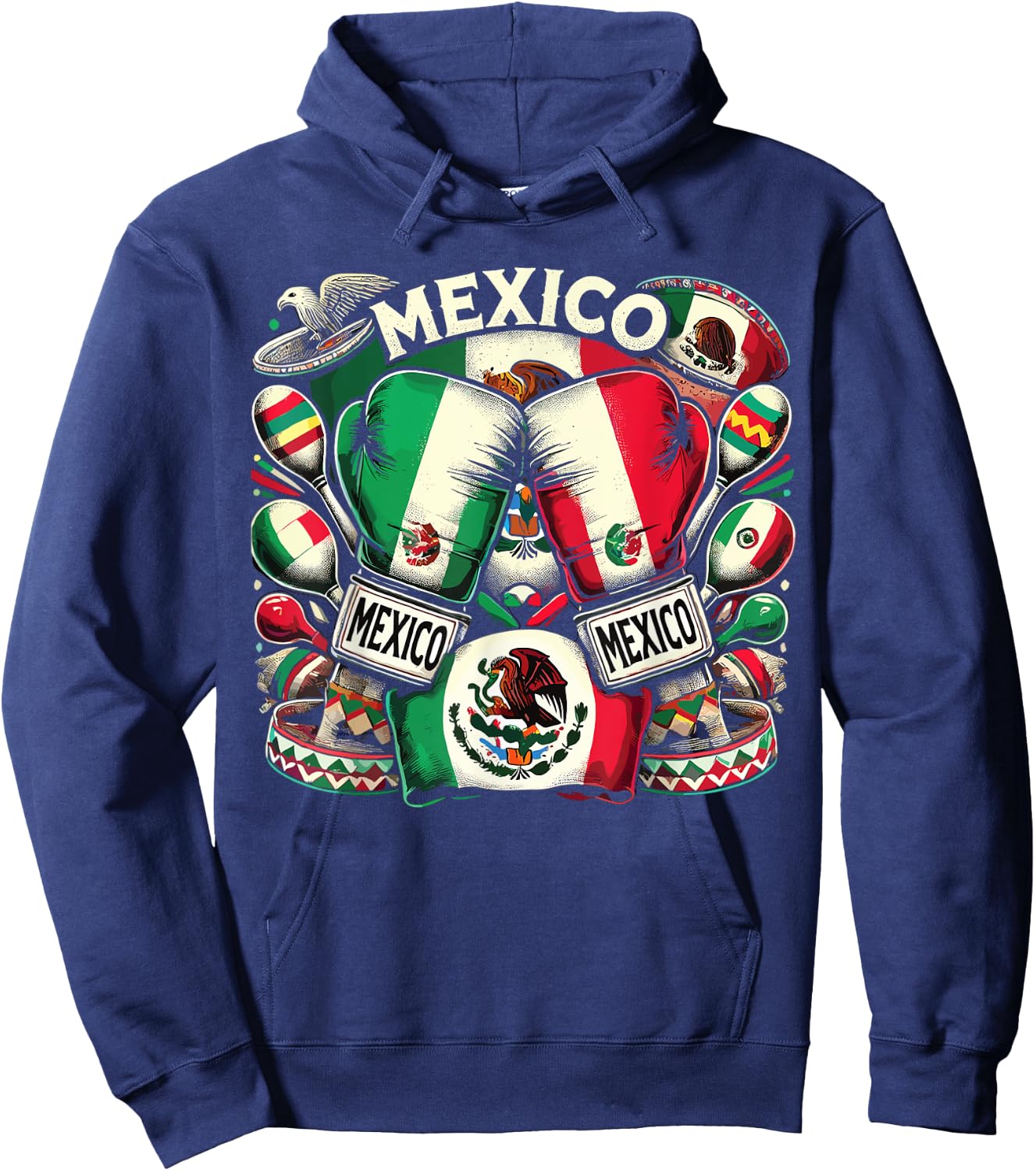 Mexican Boxing Pride Gloves Sports Design Hoodie - Hoodie | Navy