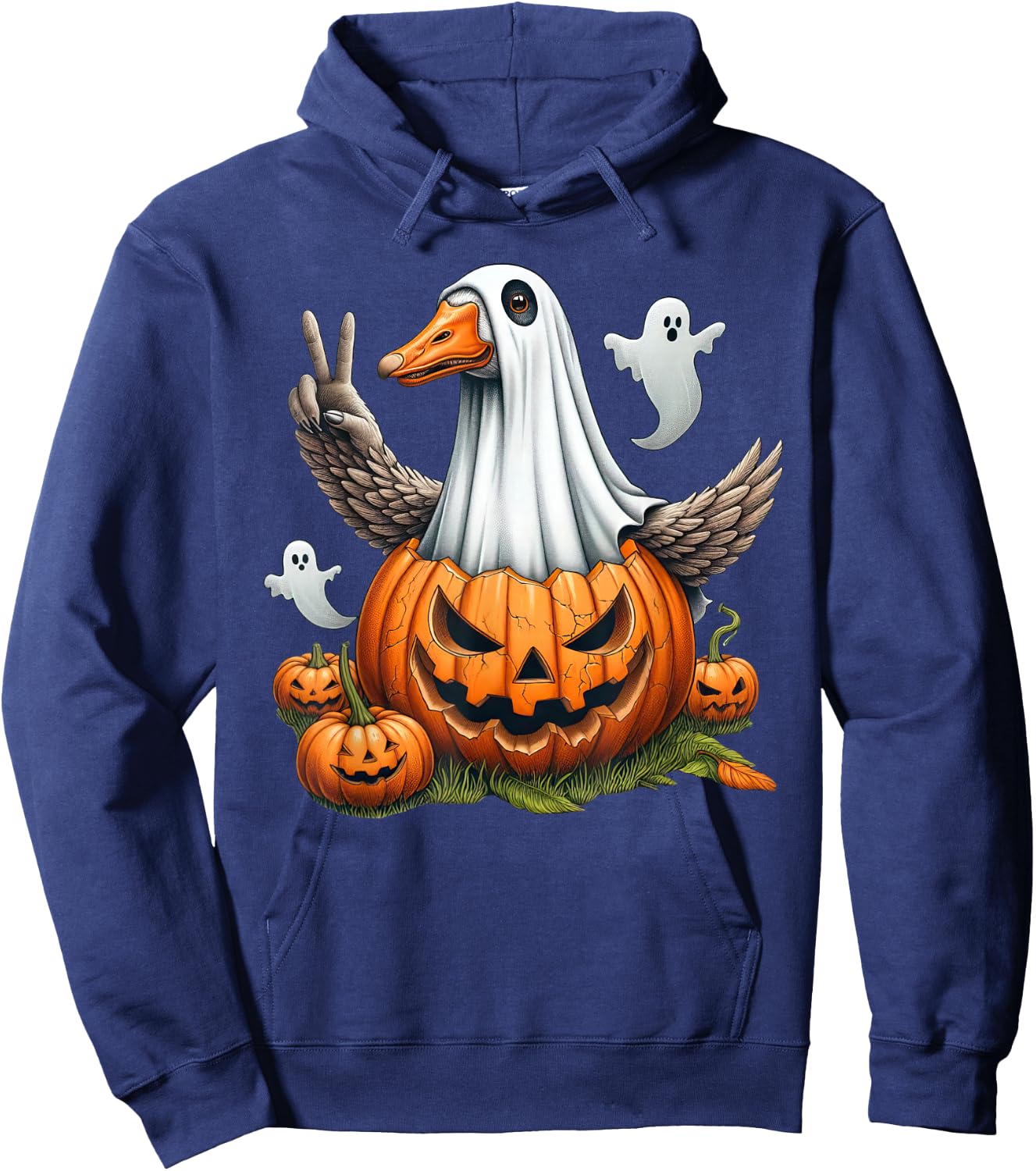Funny Goose Boo Halloween Ghost Kids Hoodie - Hoodie | Navy