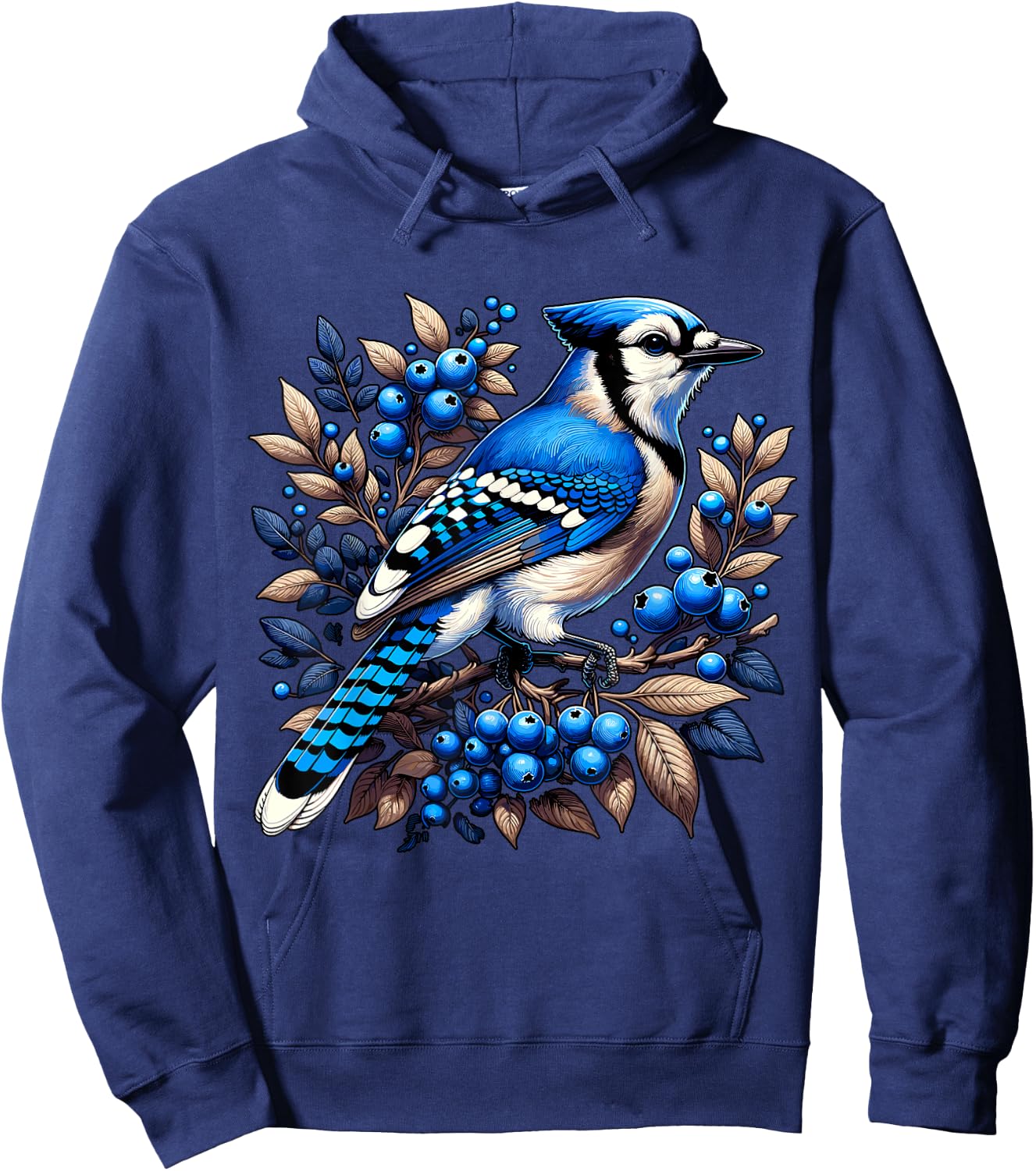 Blue Jay Bird , Small, Black Hoodie - Hoodie | Navy
