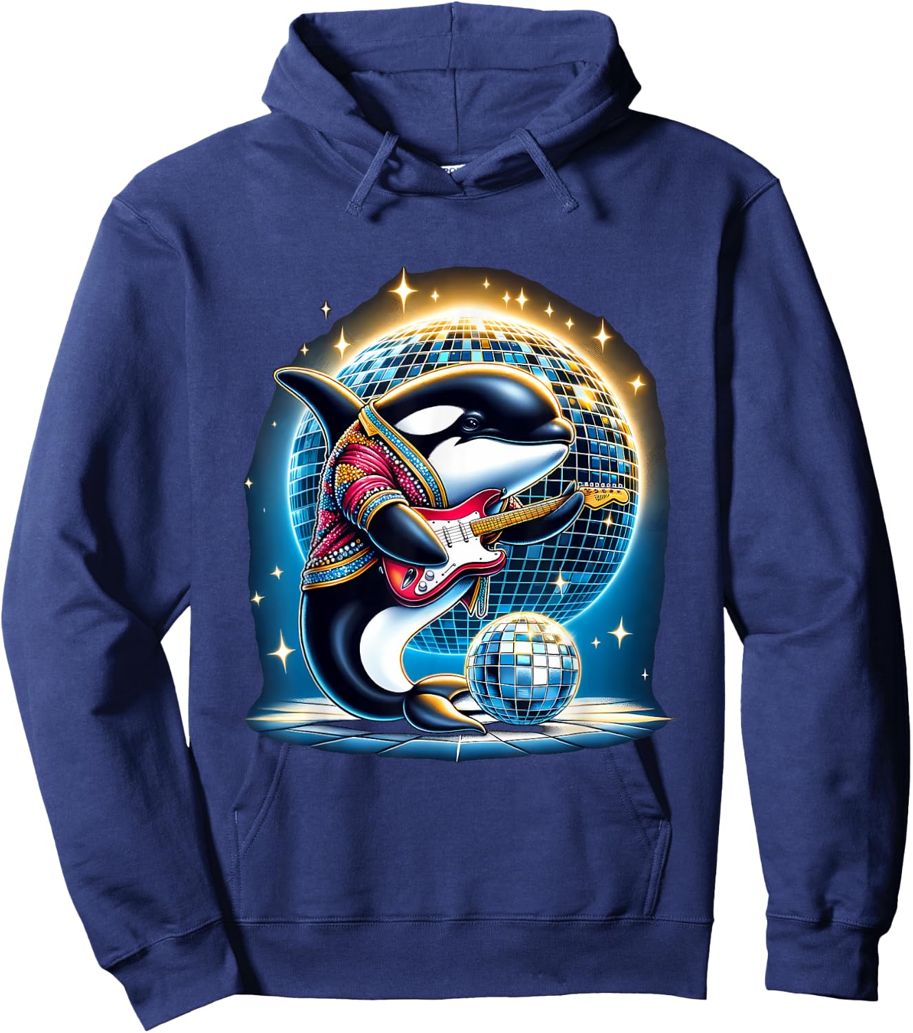 Disco Ball Guitar Orca Whale Hoodie - Hoodie | Navy
