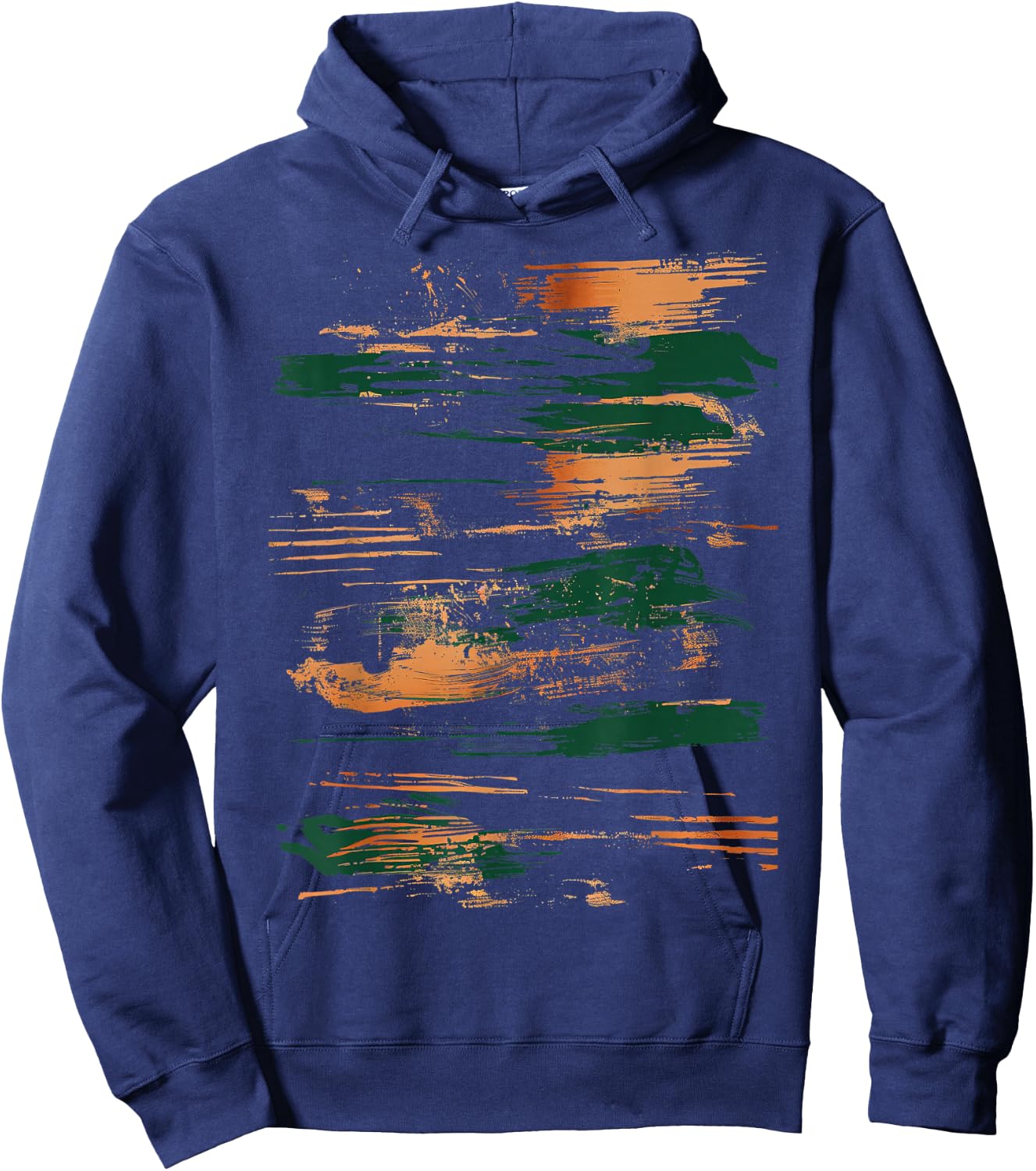 Green Orange Black Brushstrokes Graphic Hoodie - Hoodie | Navy