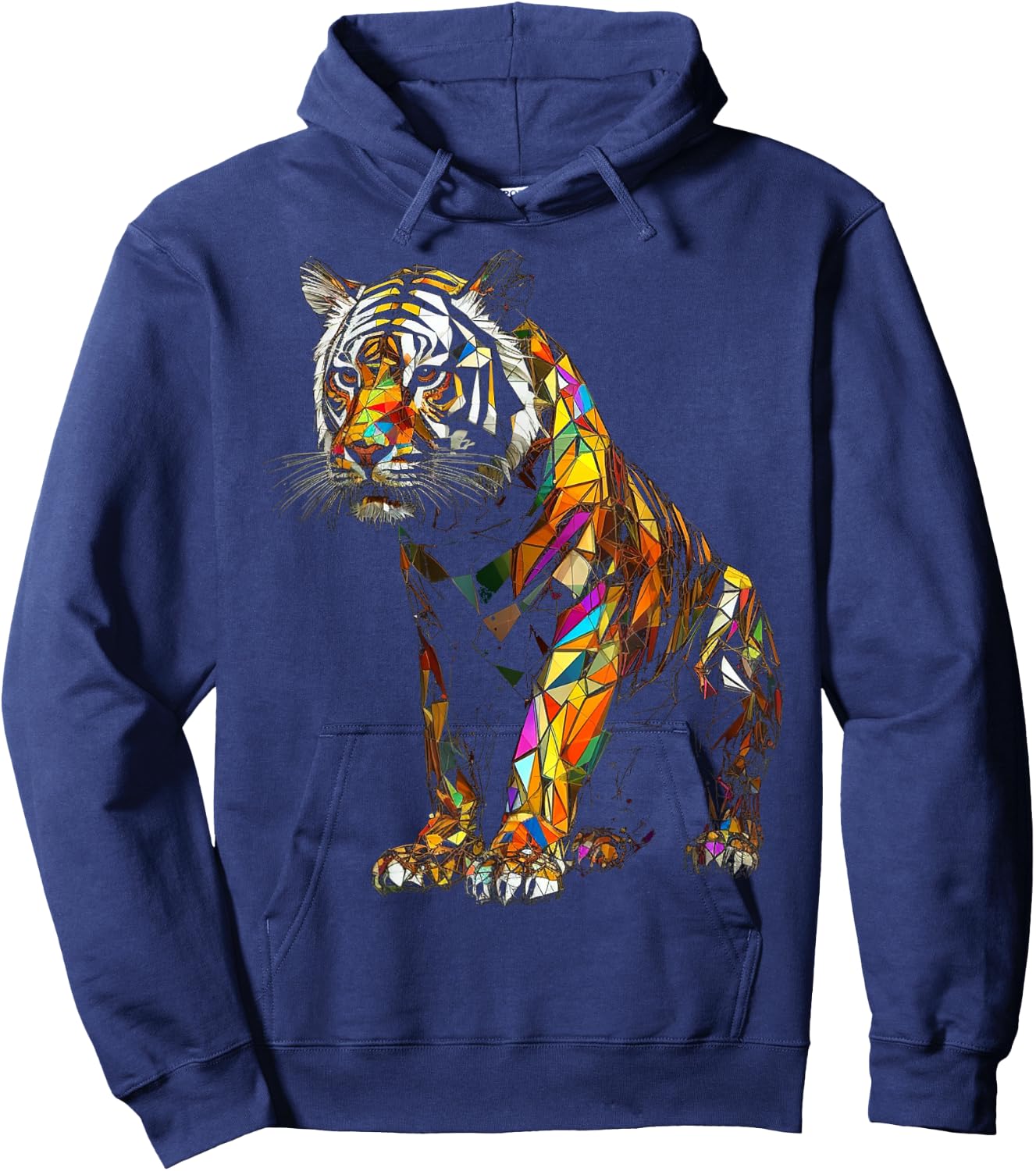Tiger Polygon Colourful Animal Art Tiger Hoodie - Hoodie | Navy