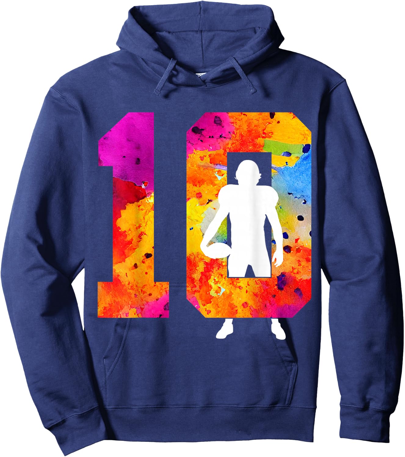 Number 10 Years Football 10th Birthday Hoodie - Hoodie | Navy