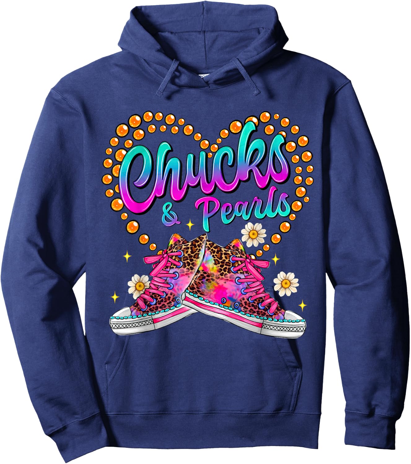 Chucks and Pearls Black and Girls Funny Hoodie - Hoodie | Navy