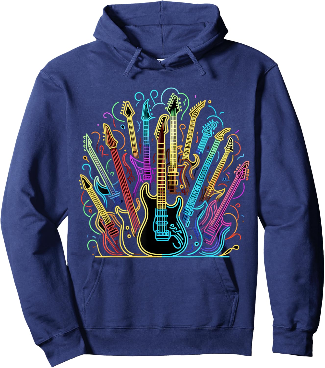 Guitars Electric Colored Acoustic Classical Hoodie - Hoodie | Navy