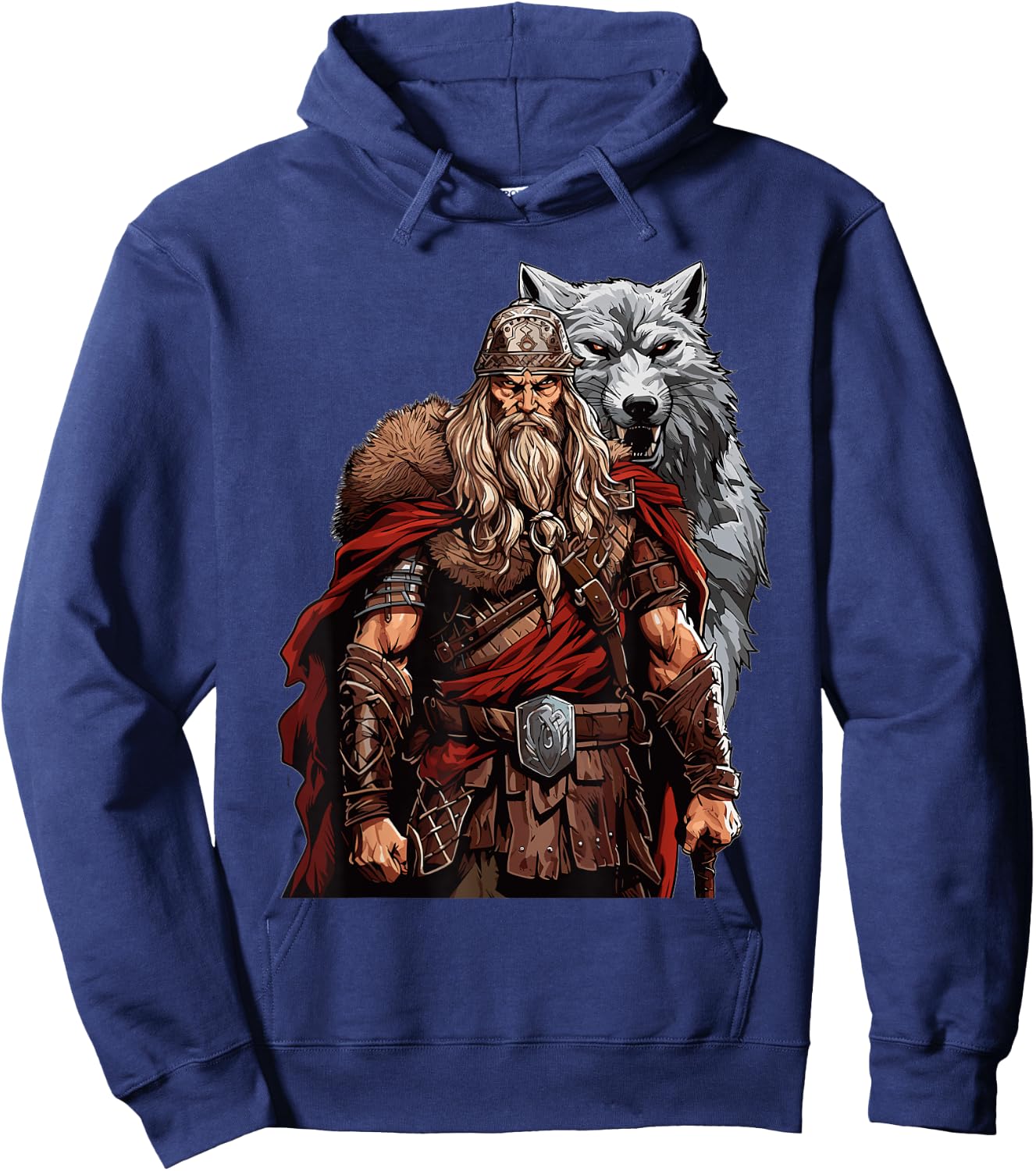 Viking Warrior With Wolf Norse Mythology Hoodie - Hoodie | Navy