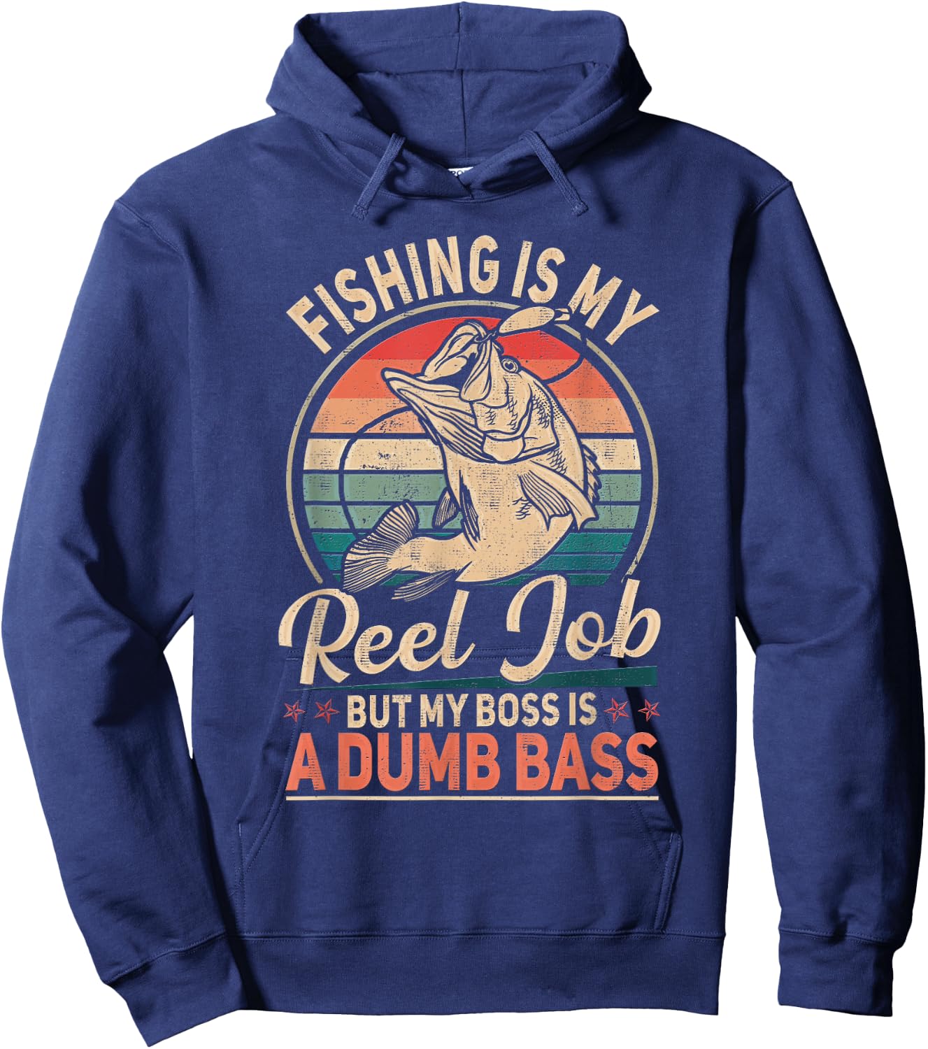 Funny "Fishing Is My Reel Job" Hoodie - Hoodie | Navy