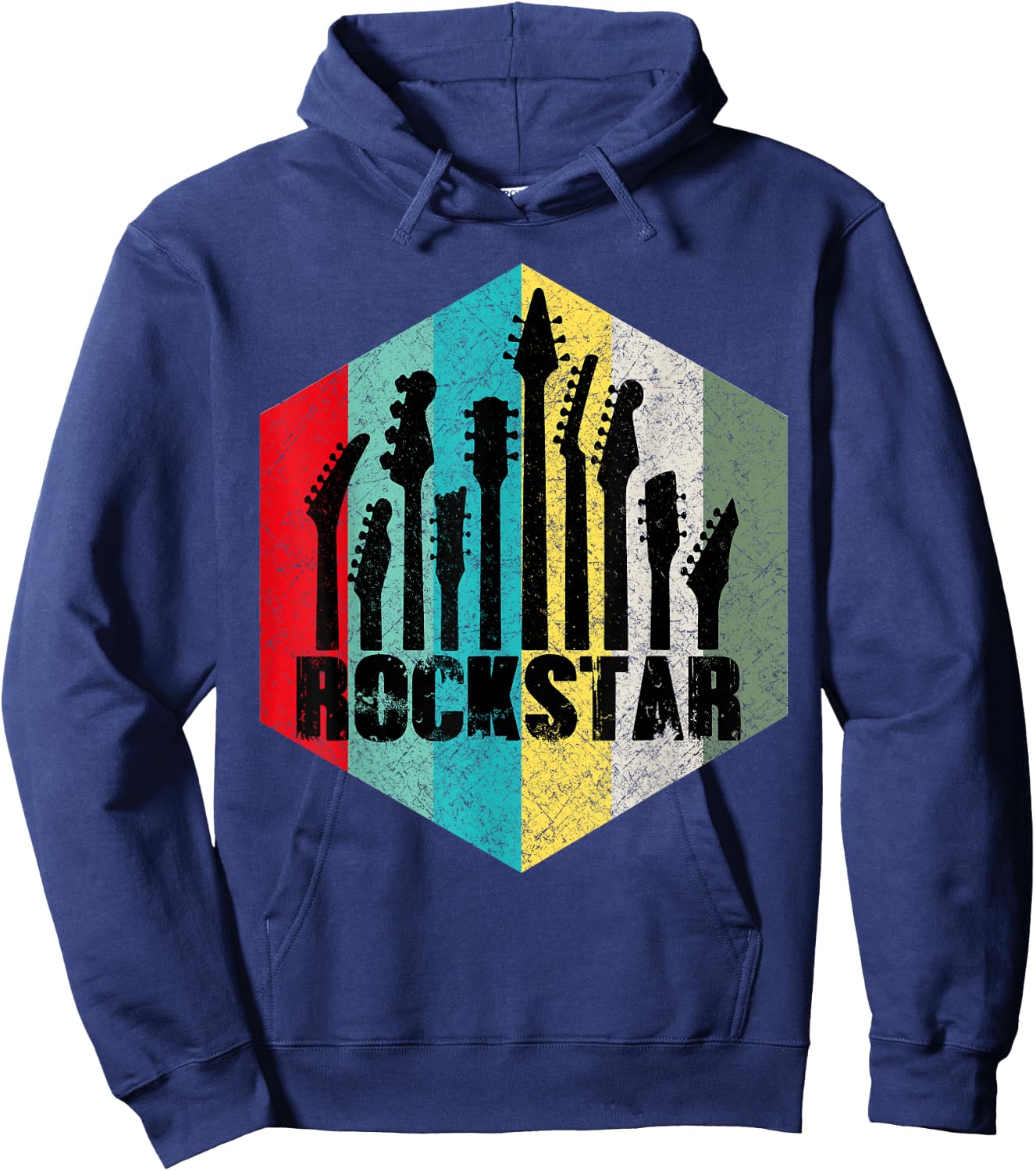 Kids Rockstar Vintage Guitar Hoodie - Hoodie | Navy
