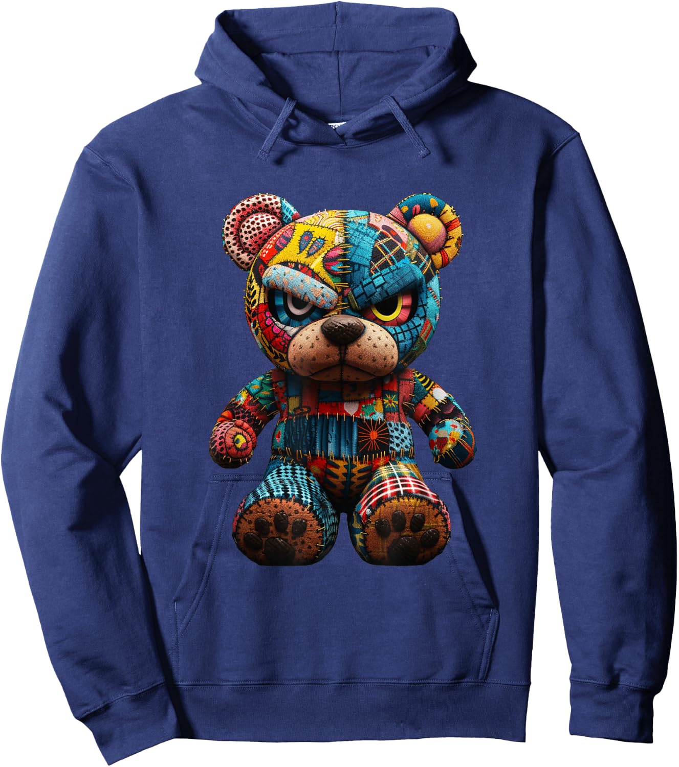 Funny Graphic Angry Teddy Bear Streetwear Hoodie - Hoodie | Navy
