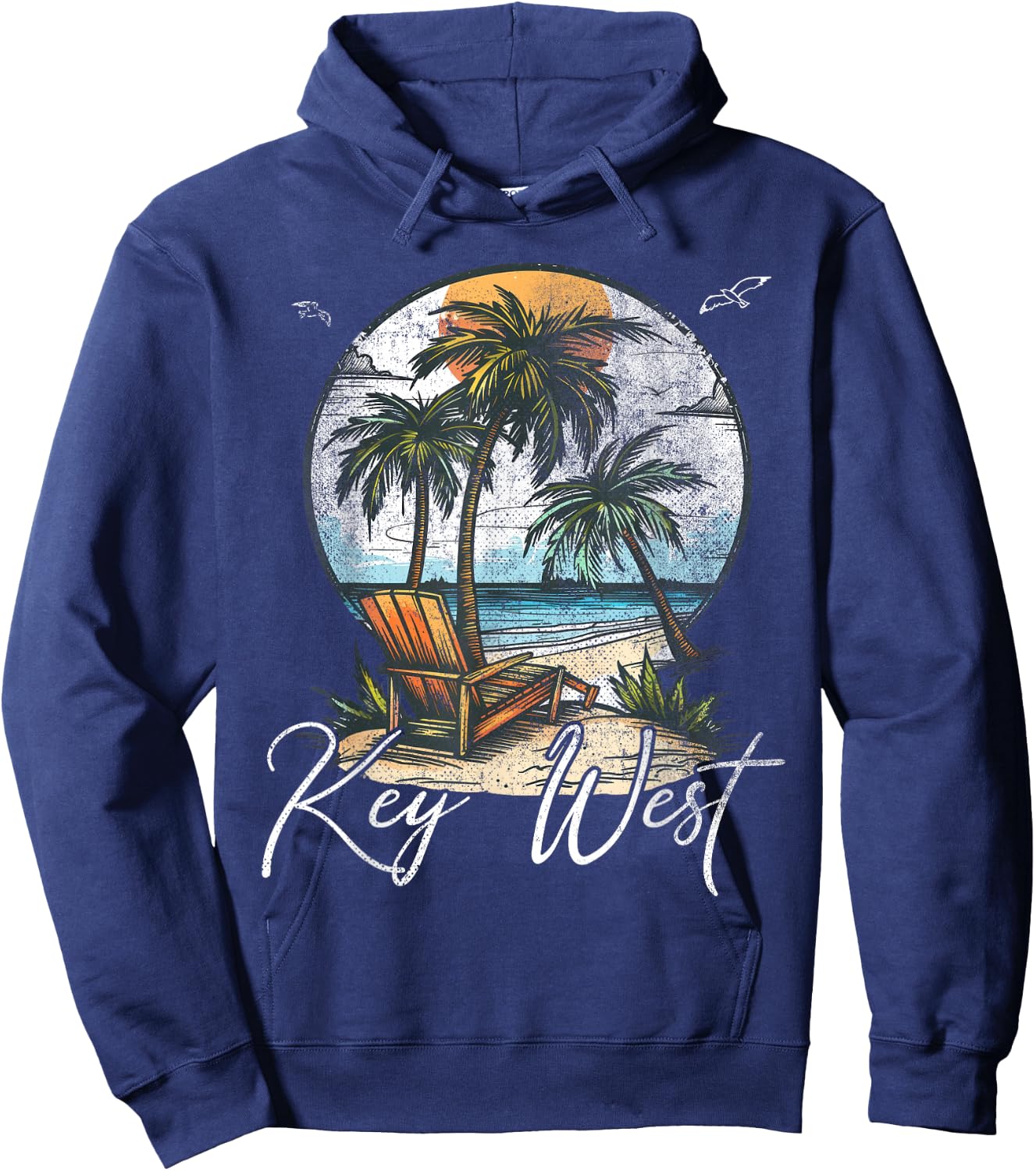 Key West Florida FL | Palm Trees Hoodie - Hoodie | Navy