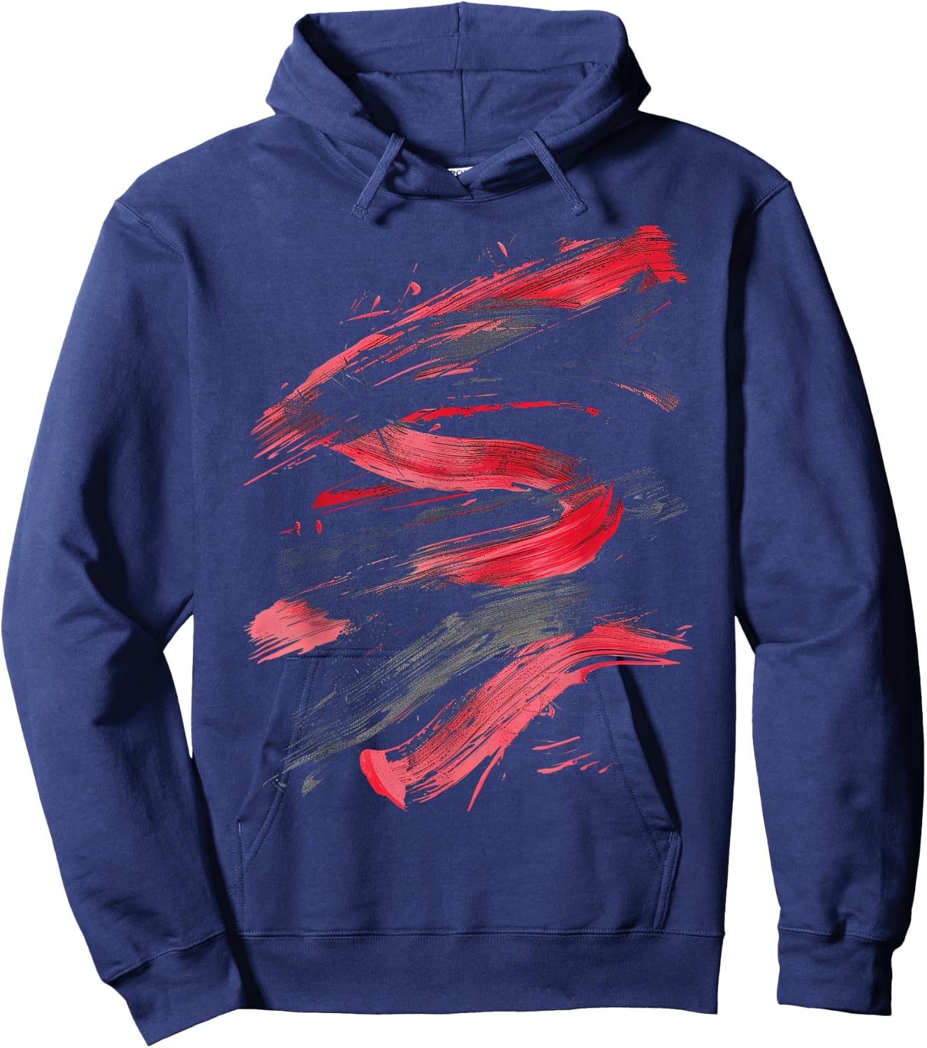 Red And Black Dynamic Brushstroke Graphic Hoodie - Hoodie | Navy