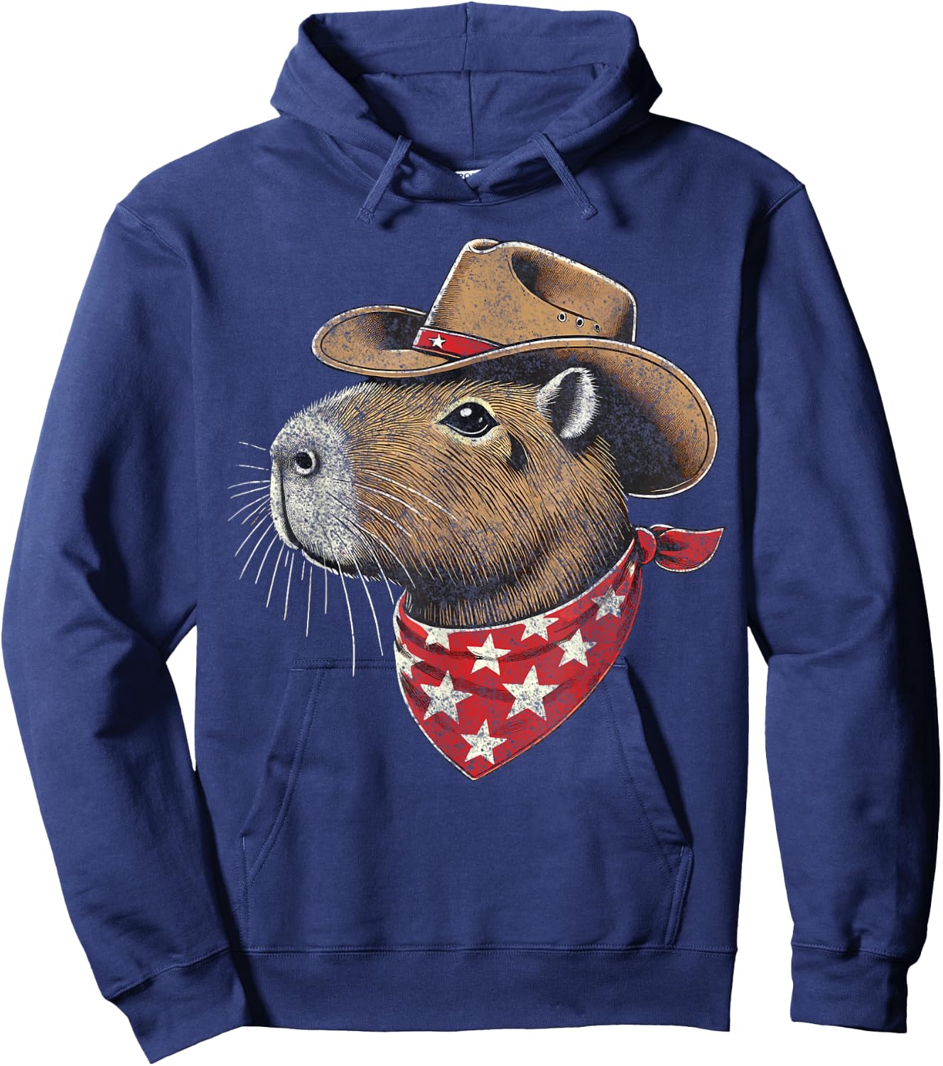 Capybara Cowboy Howdy Retro Capybara Hoodie - Hoodie | Navy