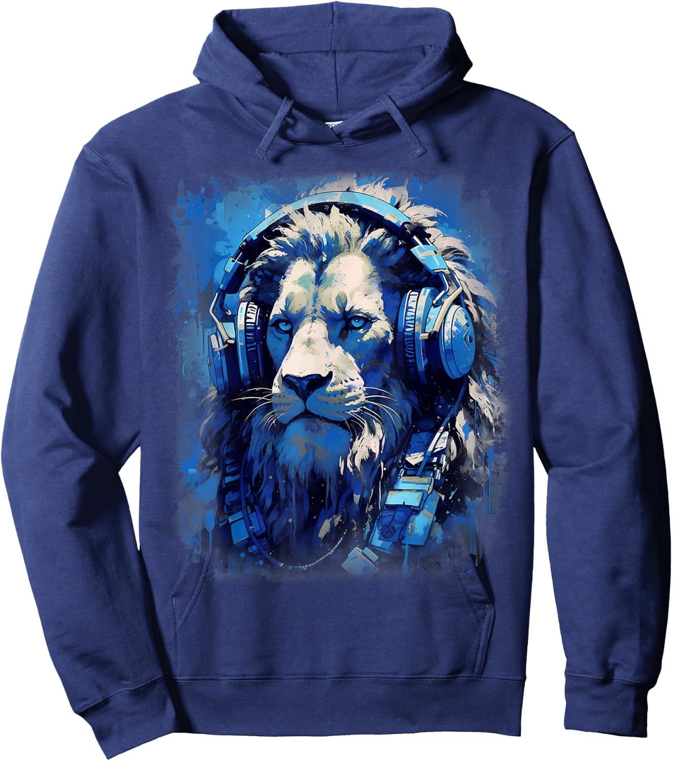 Rave EDM Lion Headphone Hoodie - Hoodie | Navy