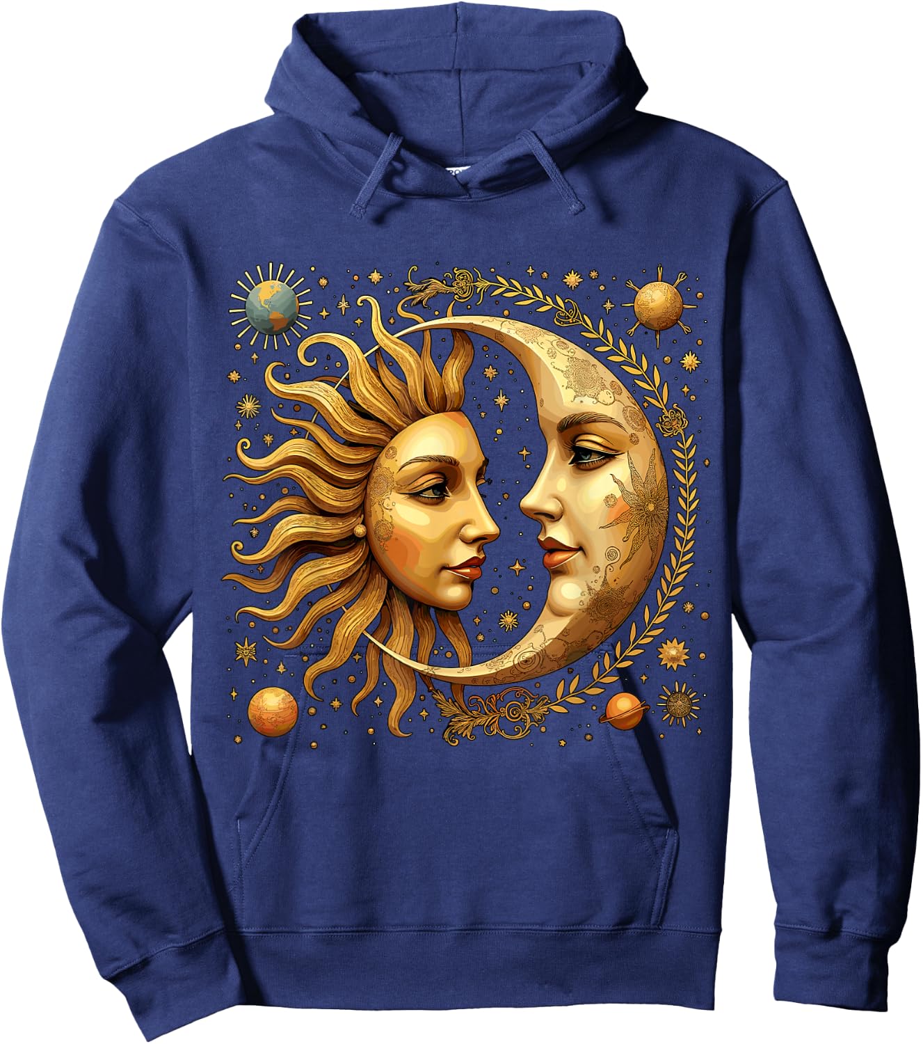 Celestial Moon and Sun Astrology Hoodie - Hoodie | Navy