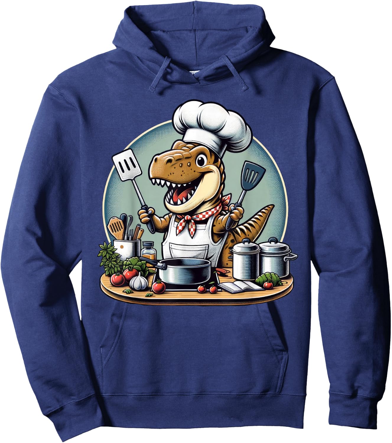 Funny Chef Dinosaur Cook Cooking Hoodie - Hoodie | Navy