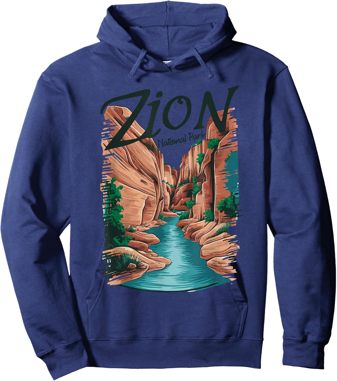 Retro Zion National Park The Narrows Vintage Hoodie - Hoodie | Navy