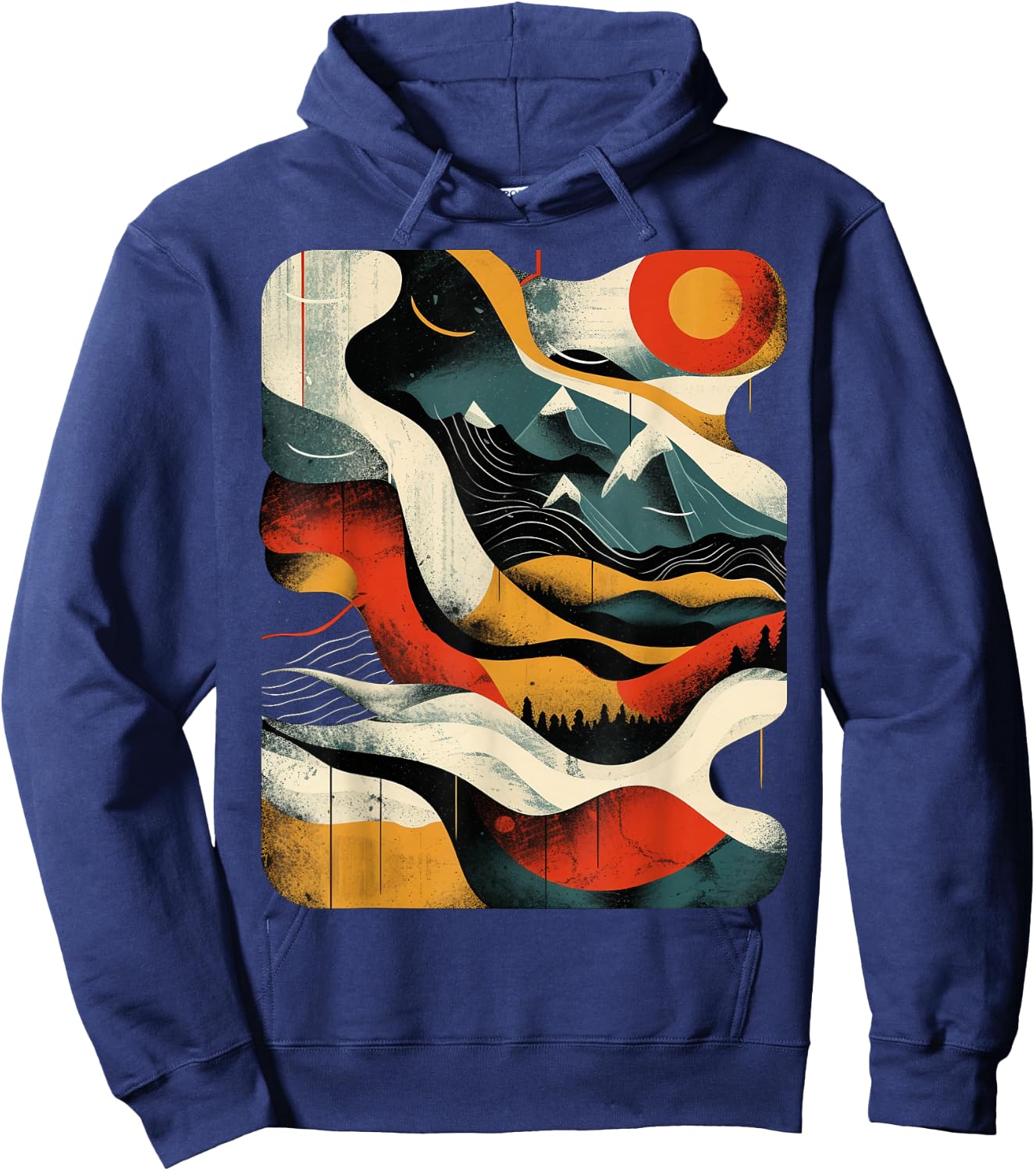 Artsy Hiker on Abstract Art Hiking Hoodie - Hoodie | Navy