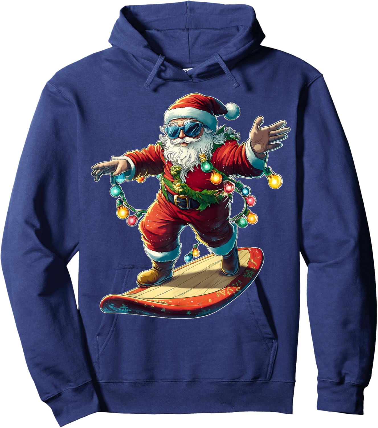 Santa Claus Surfing Surfer Christmas Hat Xmas Hoodie - Hoodie | Navy