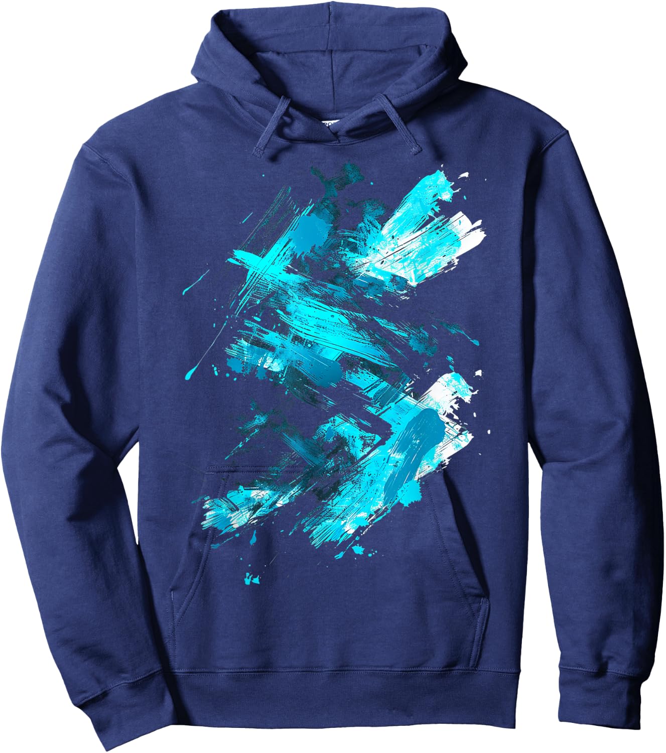 Cyan And Black Dynamic Design Graphic Hoodie - Hoodie | Navy