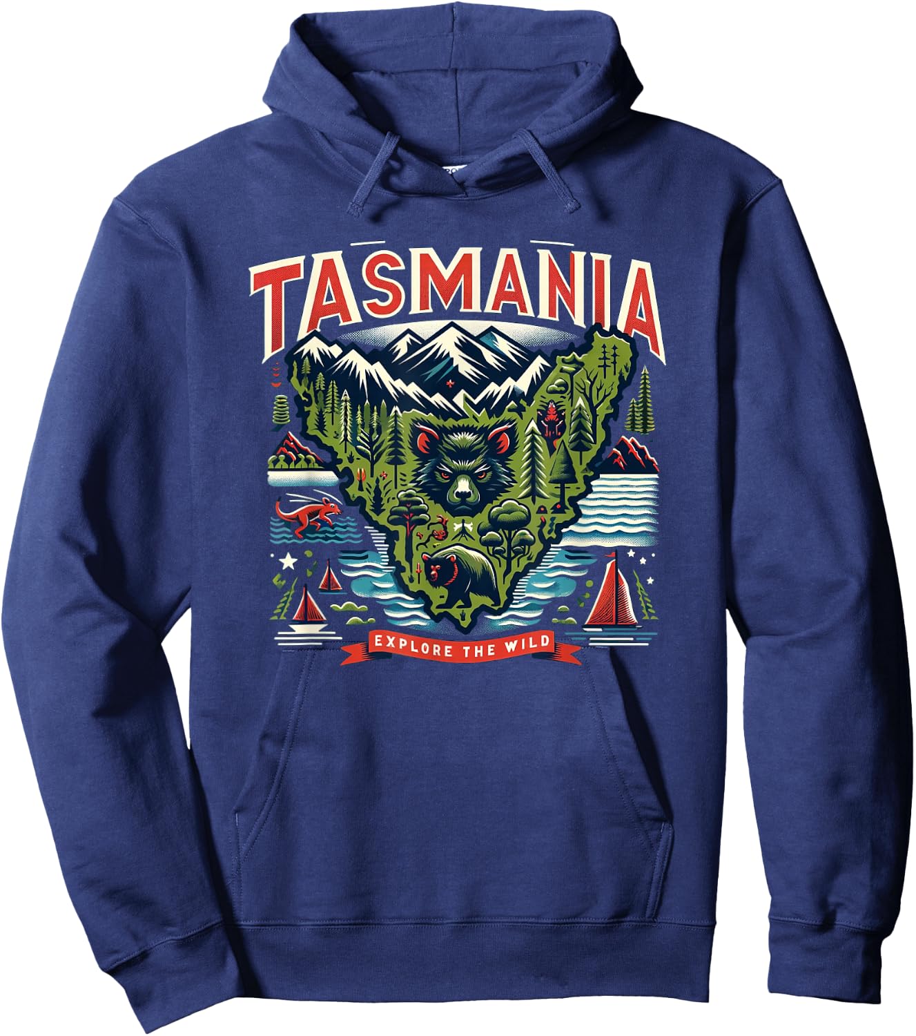 Tasmania Landscape Explore The Wild Travel Hoodie - Hoodie | Navy