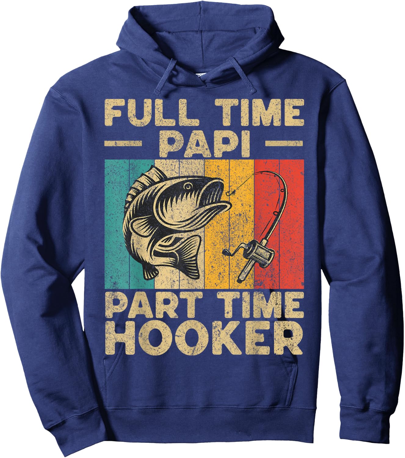 Funny Vintage Fishing Papi Jokes Fisherman Hoodie - Hoodie | Navy