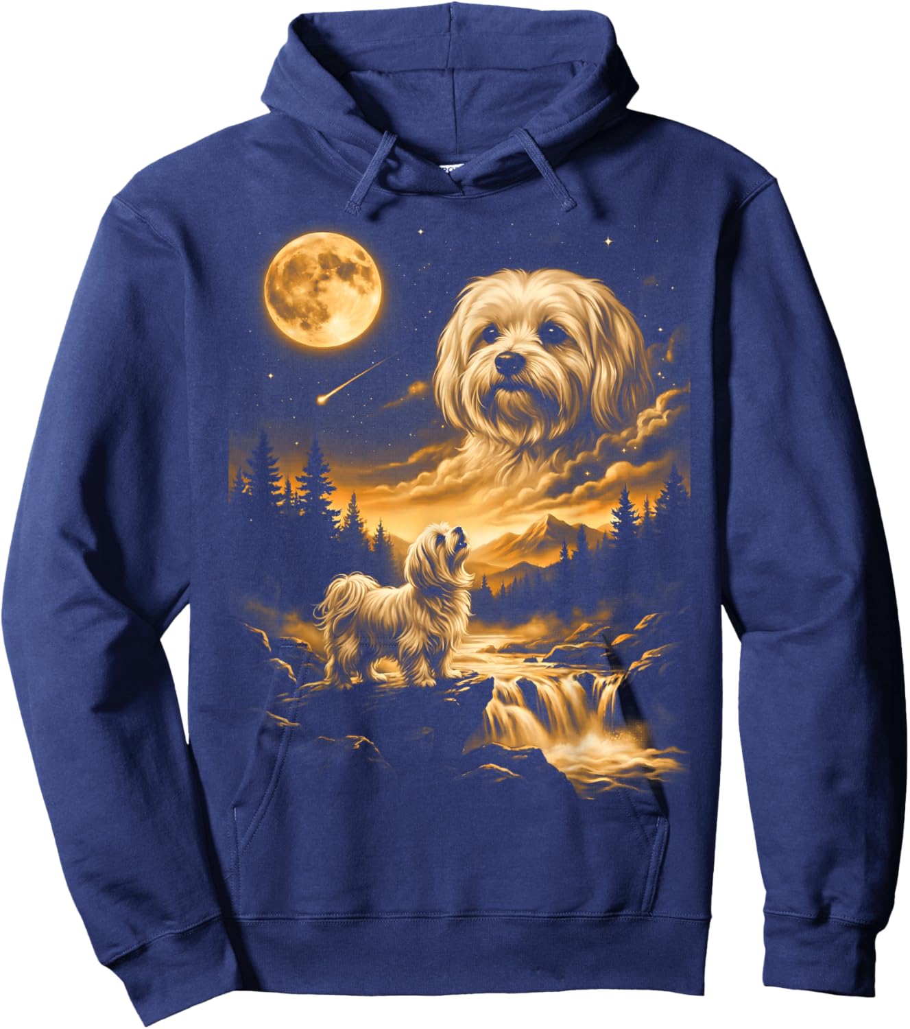 Maltese Howling to The Moon Hoodie - Hoodie | Navy