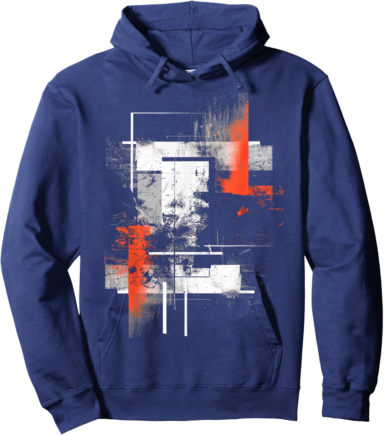White Orange Abstract | | S - 6XL | Graphic Hoodie - Hoodie | Navy