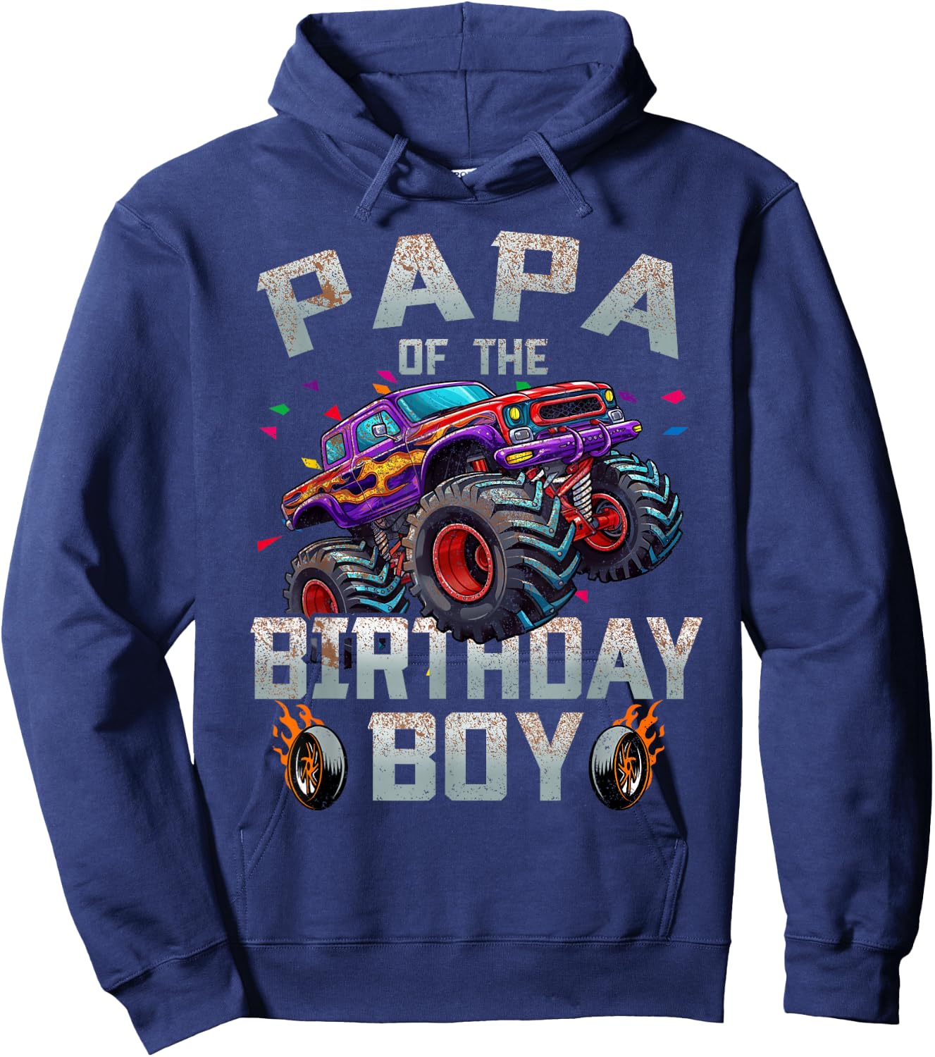 Papa Of The Birthday Boy Monster Truck Family Hoodie - Hoodie | Navy