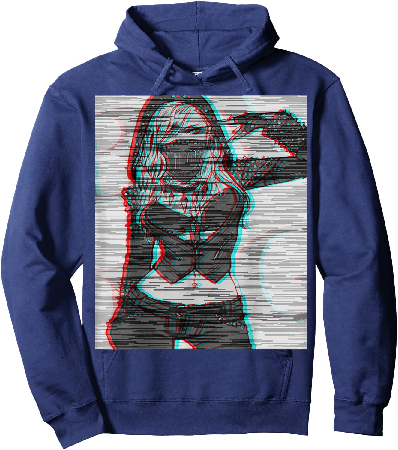 Gangsta glitch cyber assassin t shirt Hoodie - Hoodie | Navy