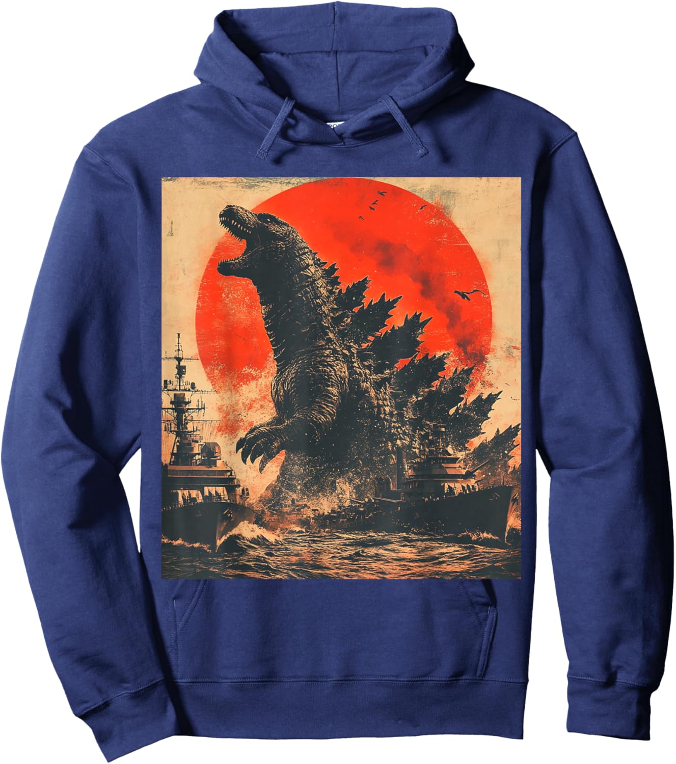 Retro Vintage Japanese Legendary Monster Kaiju Hoodie - Hoodie | Navy