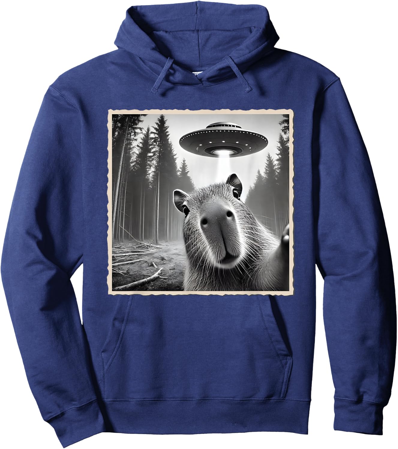 Funny Capybara Selfie With UFO | Capybara Hoodie - Hoodie | Navy