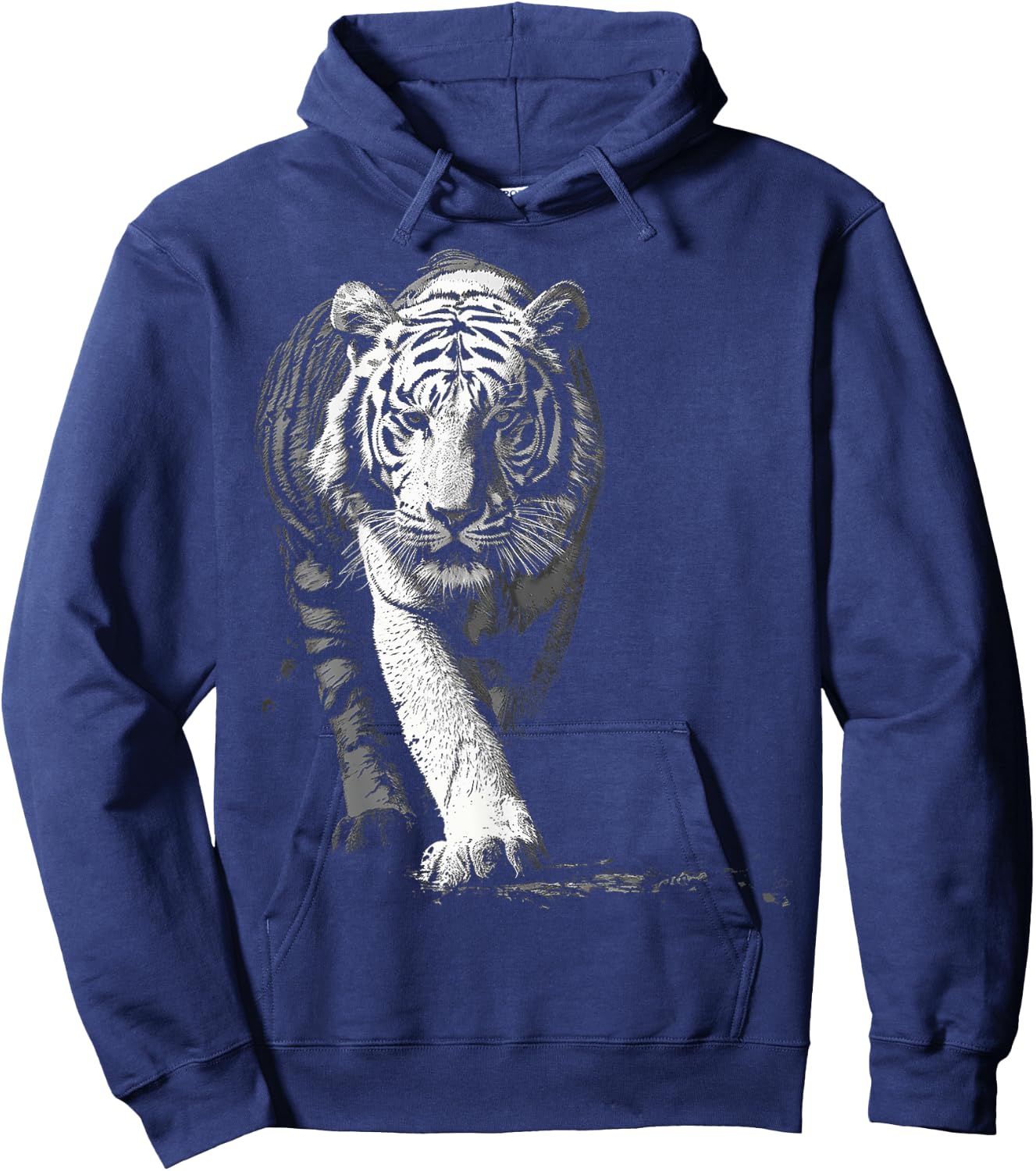 Tiger Drawing Animal Graphic Illustration Tiger Hoodie - Hoodie | Navy