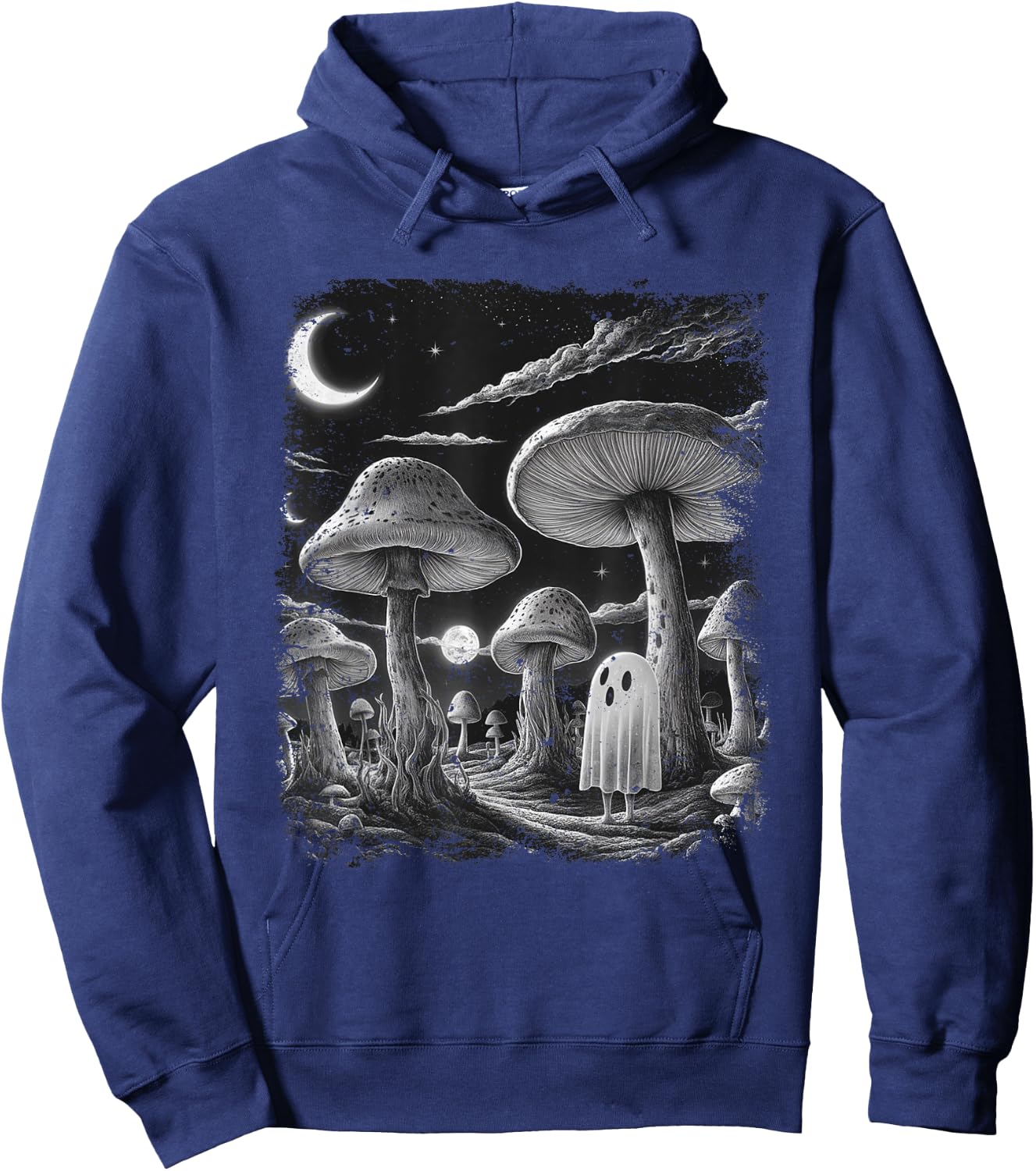 Ghost Mushroom Halloween Vintage Hoodie - Hoodie | Navy