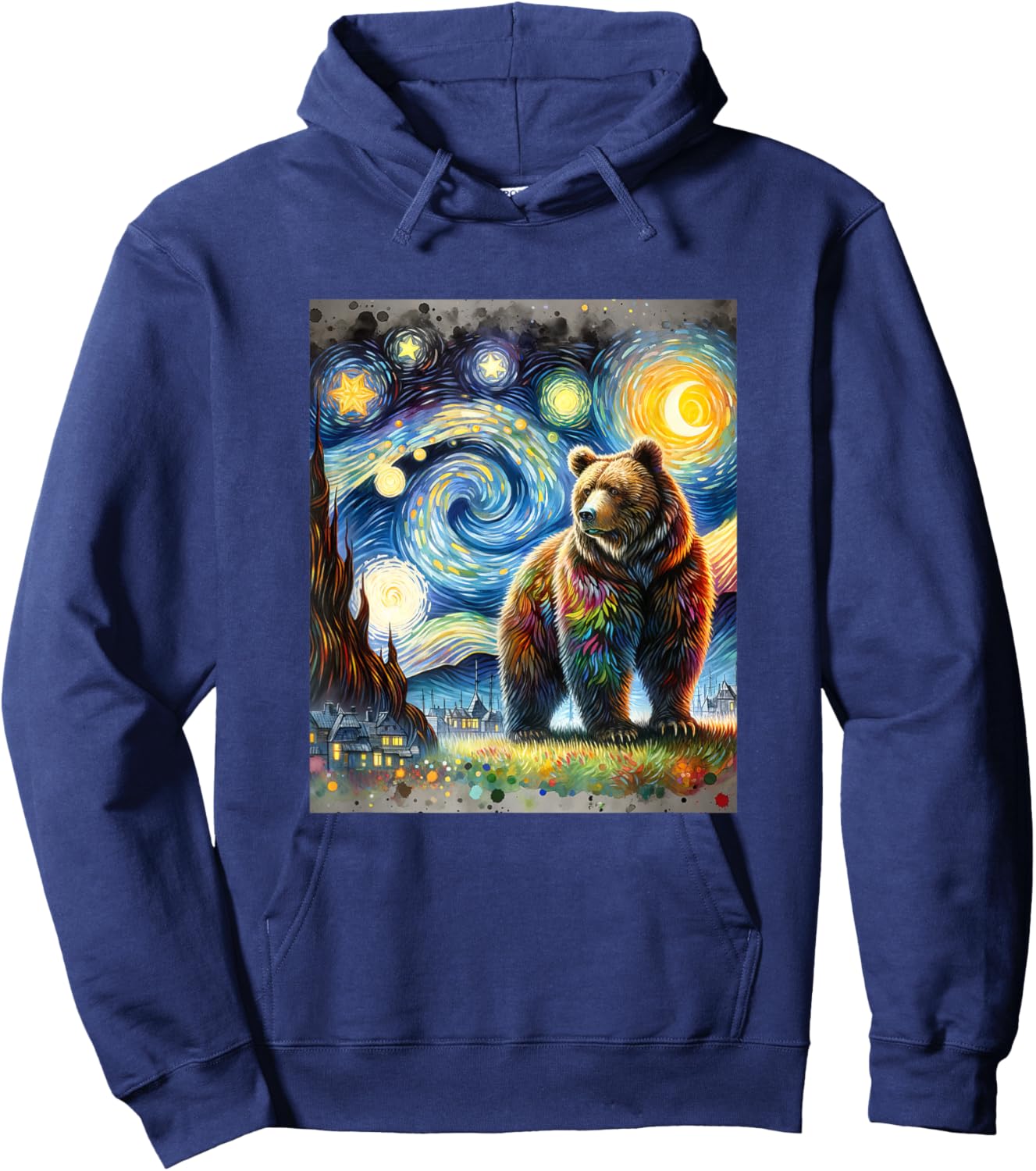 Bear Starry Night Art Van Gogh Hoodie - Hoodie | Navy