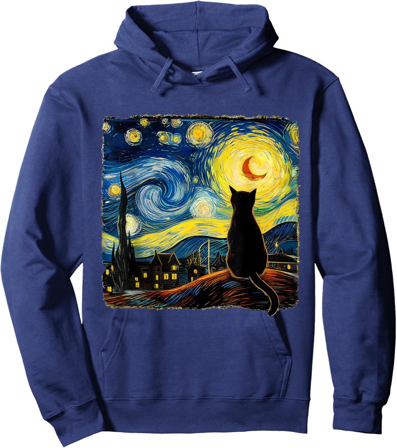 Cat Starry Night Cat For Cat Lover Cat Dad Hoodie - Hoodie | Navy