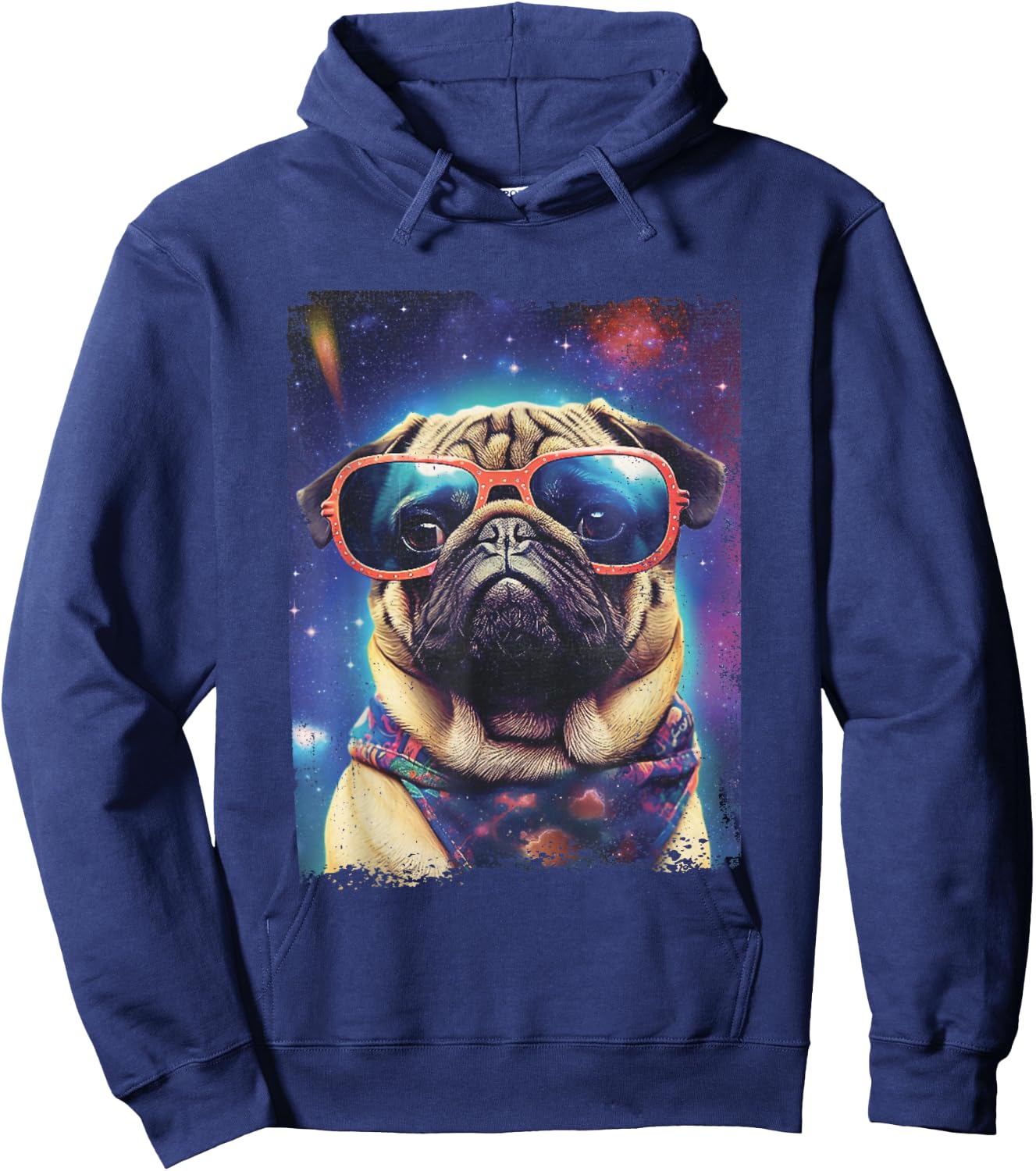 Pug in Space Funny Colorful Dog Graphic Hoodie - Hoodie | Navy