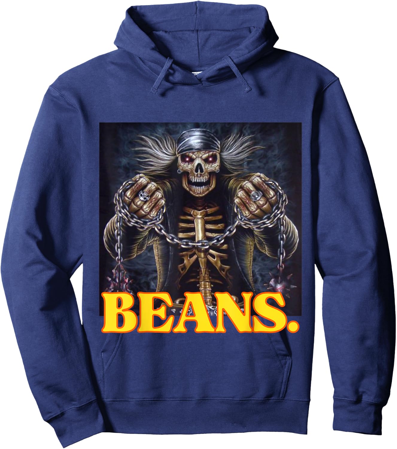 Beans Enjoyer Funny Cringe Hard Skeleton Meme Hoodie - Hoodie | Navy