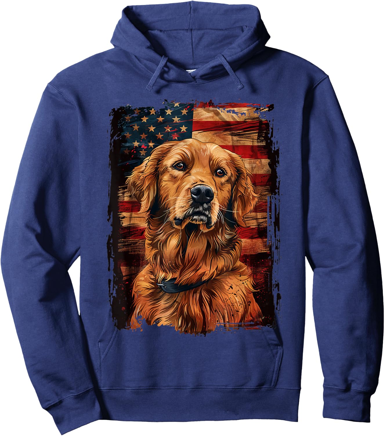 Golden Retriever American Flag Hoodie - Hoodie | Navy