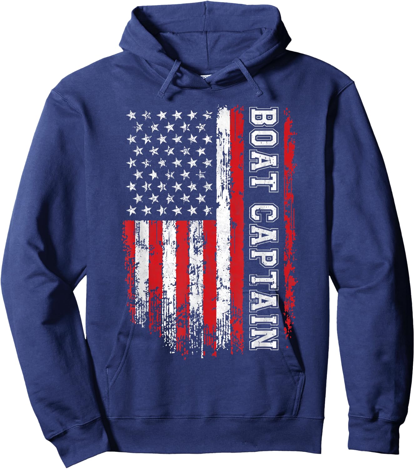 Boat Captain American Flag Boating Hoodie - Hoodie | Navy