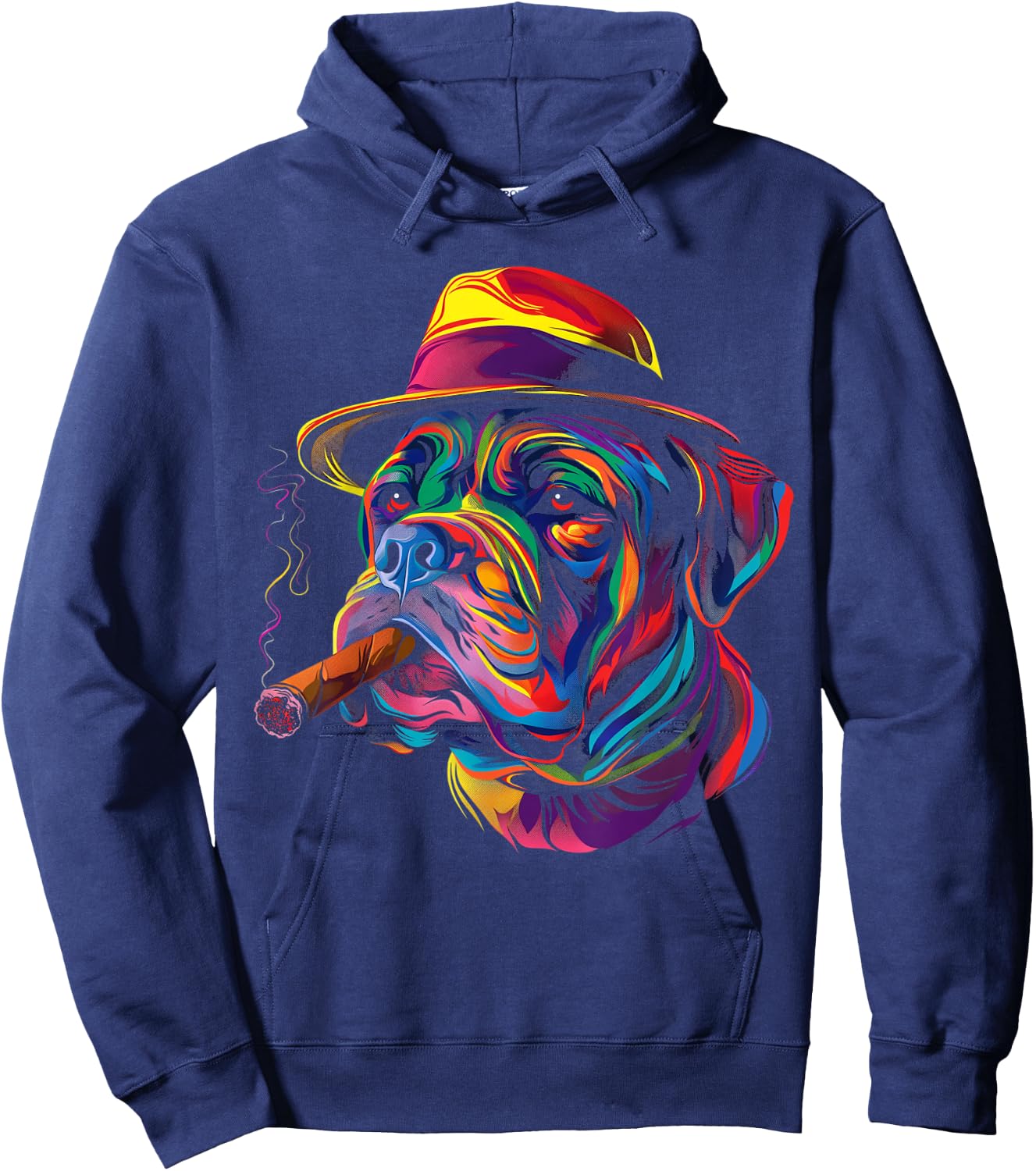 Mastiff Dog Smoking Hat Popart Hoodie - Hoodie | Navy