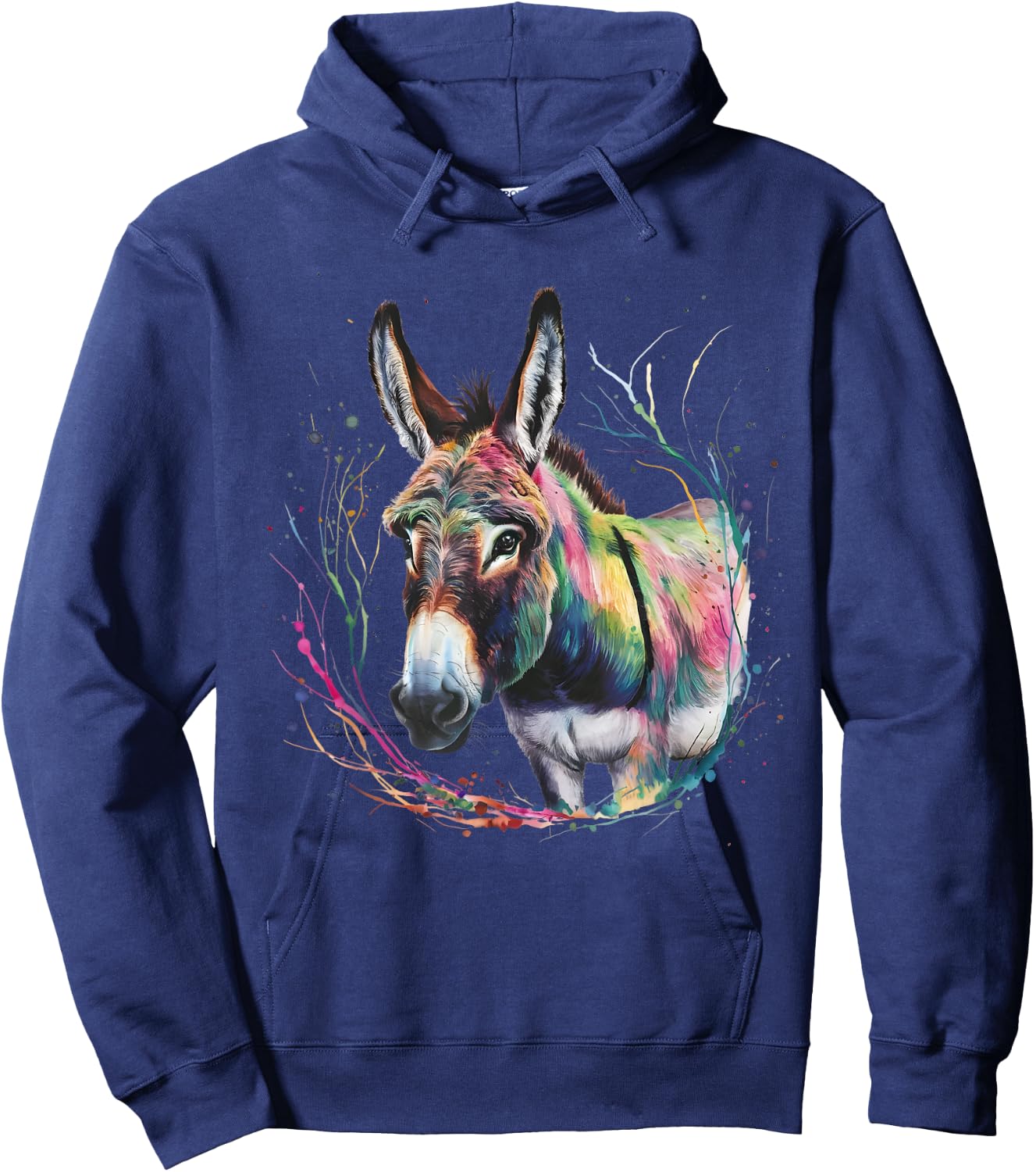 Donkey Men Woman Colorful Watercolor Donkey Hoodie - Hoodie | Navy