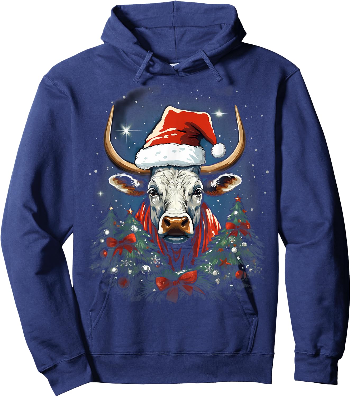 Xmas Texas Longhorn Bull Christmas Hoodie - Hoodie | Navy