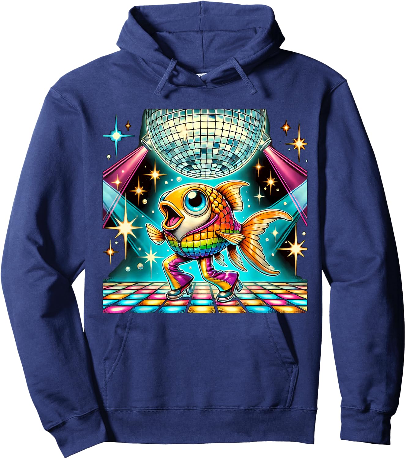 Aesthetic Fish Disco Hoodie - Hoodie | Navy