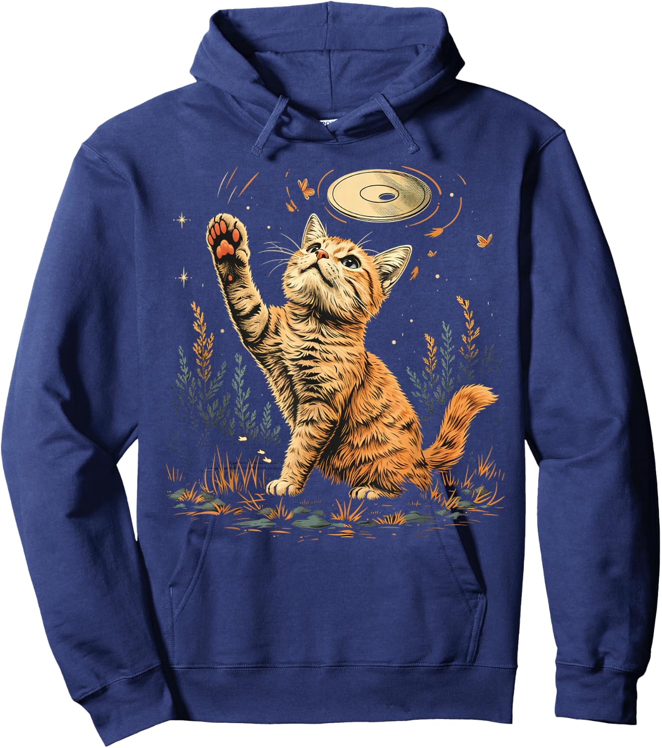 Disc Golf , & Kids Cat Disc Golfer Hoodie - Hoodie | Navy