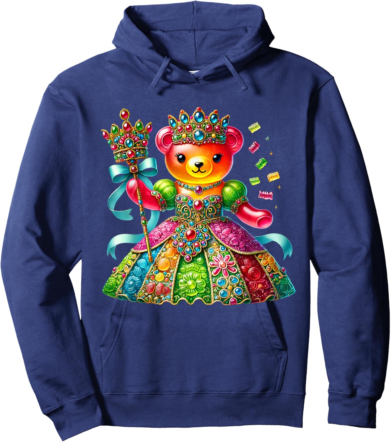 Cute Gummy Bear Princess Candy Lover Girls Kids Hoodie - Hoodie | Navy